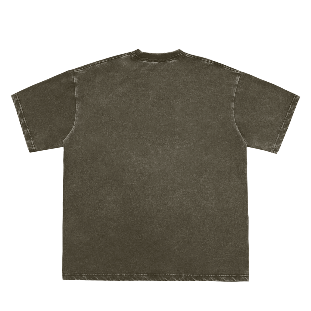 Snow Washed Raw-Edge Neckline T-Shirt