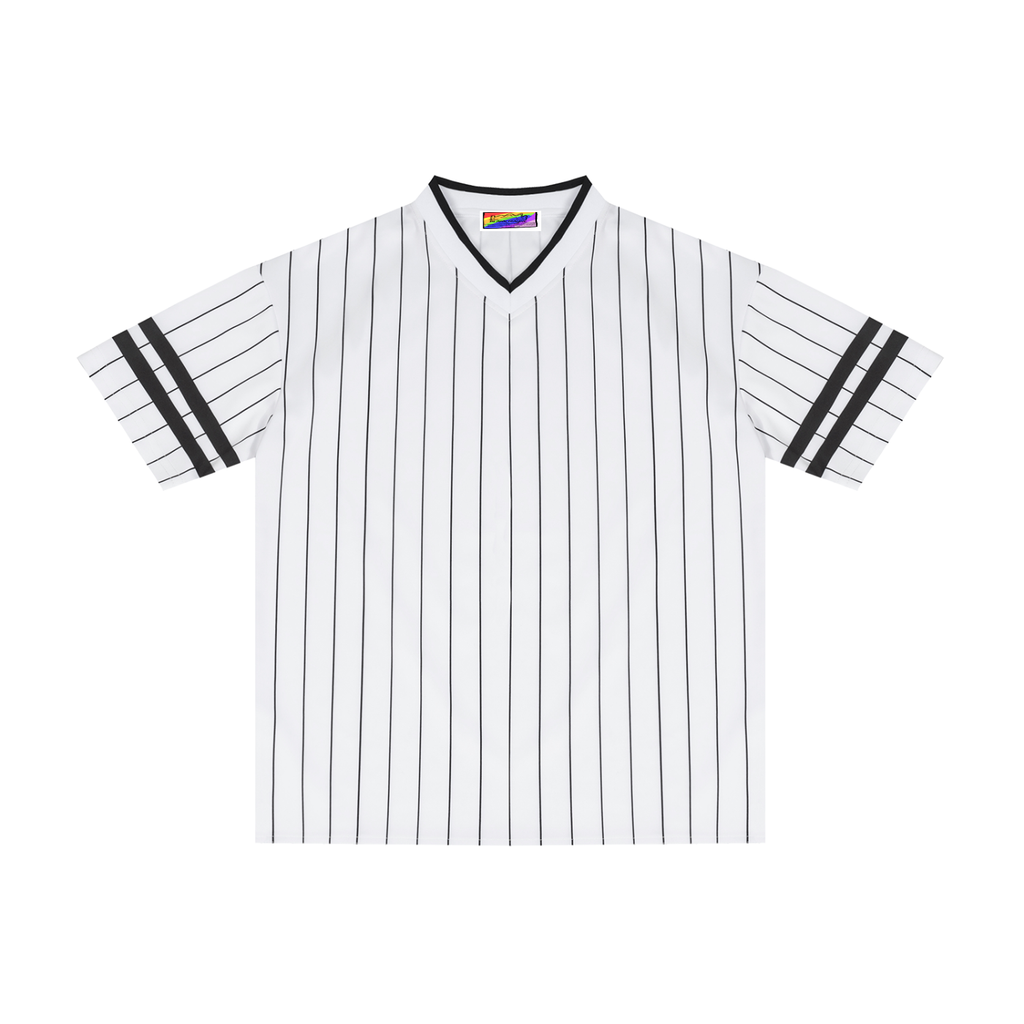 Unisex Striped Loose V-Neck T-Shirt