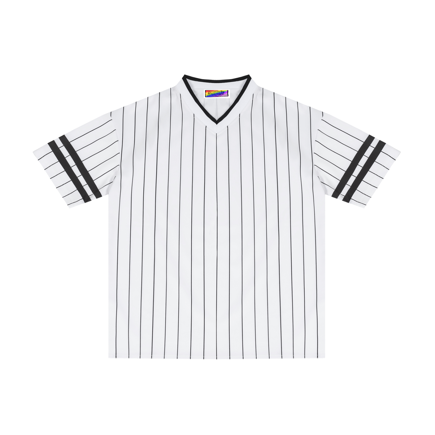 Unisex Striped Loose V-Neck T-Shirt